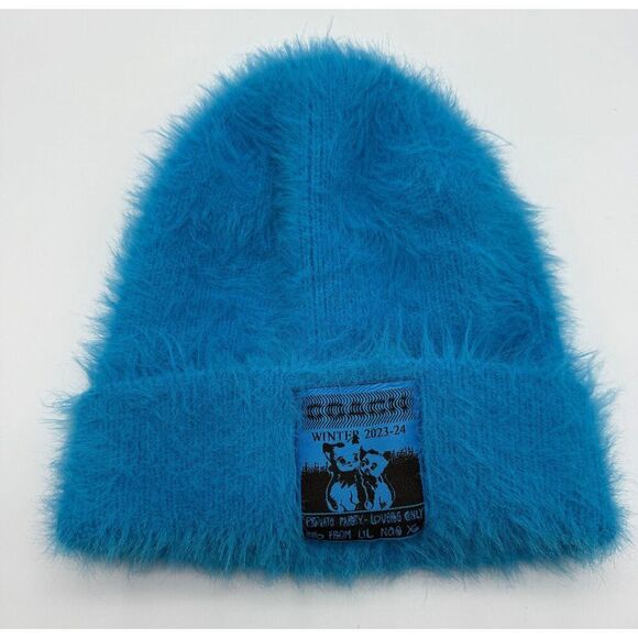 COACH THE LIL‎ NAS X DROP BEANIE W/KITTENS PATCH NEW BLUE CP762 - Picture 1 of 3